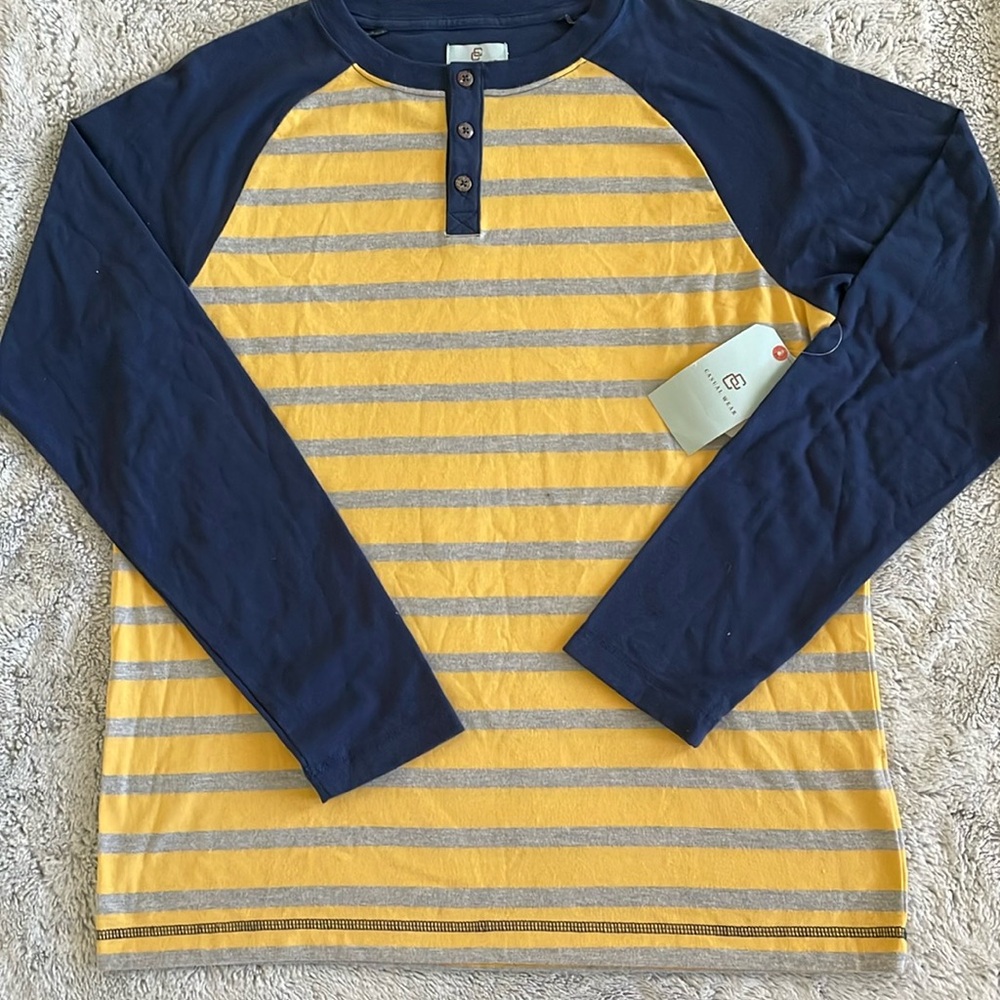 Class Club NWT boys striped Henley shirt  SZ 18/20
